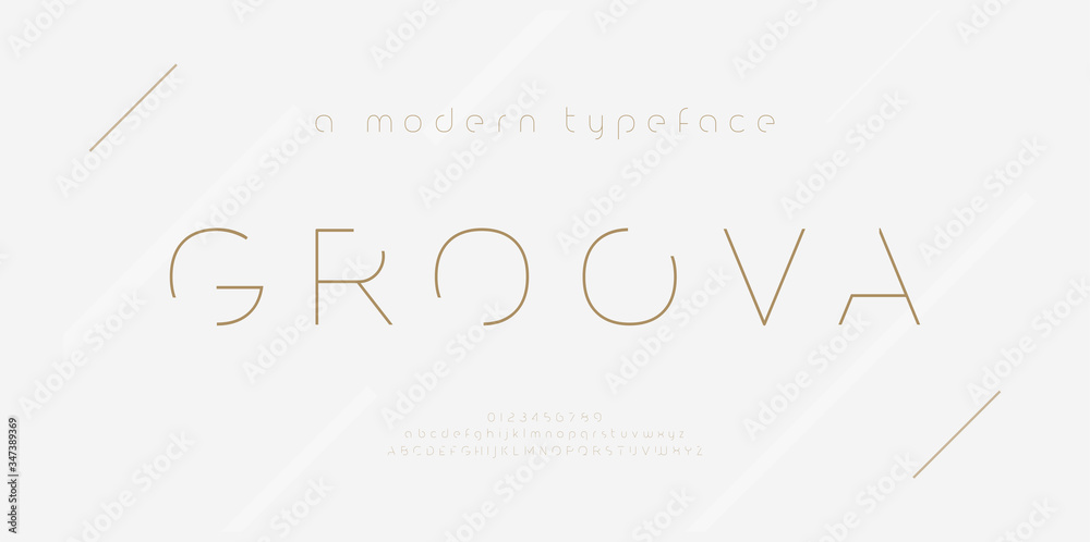 Abstract thin line font alphabet. Minimal modern fashion fonts and numbers. Typography typeface uppercase lowercase and number. vector illustration - obrazy, fototapety, plakaty 