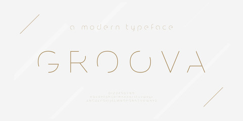 Wall Mural - Abstract thin line font alphabet. Minimal modern fashion fonts and numbers. Typography typeface uppercase lowercase and number. vector illustration