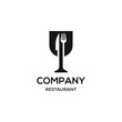 Wine Bottle Spoon Fork Plate Knife Glass for Dining Restaurant logo design