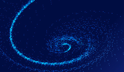 Poster - glowing particle flow vortex, internet technology big data background.