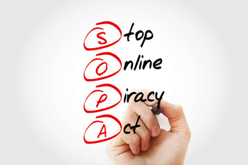 Poster - sopa - stop online piracy act acronym, concept background