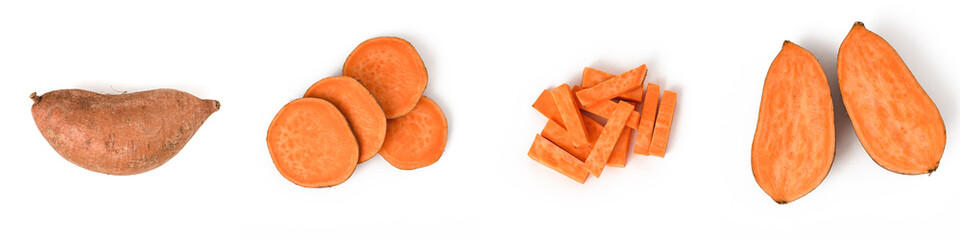 Wall Mural - Collection of sweet potato isolated on a white background