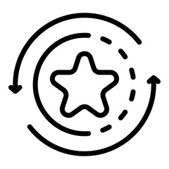 Poster - Star in the circle and arrows icon. Outline star in the circle and arrows vector icon for web design isolated on white background