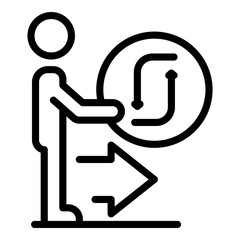 Poster - man and reconnect sign icon. outline man and reconnect sign vector icon for web design isolated on w