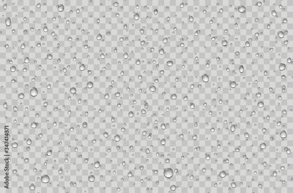Water droplets on a transparent glass. Rain drops on window. - obrazy, fototapety, plakaty 