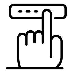 Poster - Finger touching button icon. Outline finger touching button vector icon for web design isolated on white background