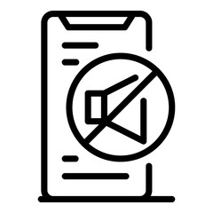 Poster - Sound off on smartphone icon. Outline sound off on smartphone vector icon for web design isolated on white background