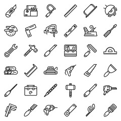 Poster - carpenter tools icons set. outline set of carpenter tools vector icons for web design isolated on wh