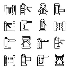 Poster - Turnstile icons set. Outline set of turnstile vector icons for web design isolated on white background