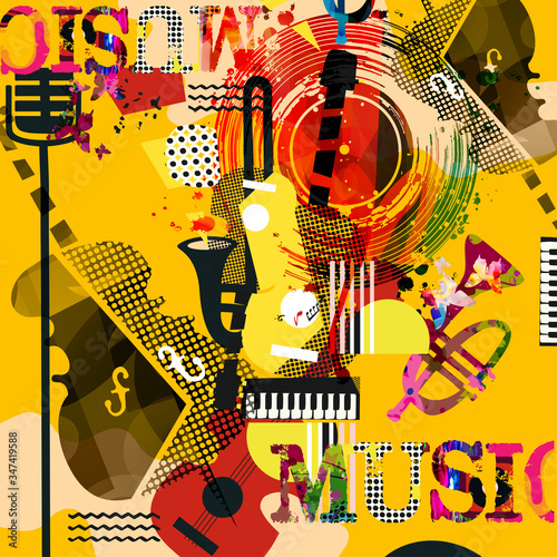 Dekoracja na wymiar  plakat-promocyjny-muzyki-kolorowej-z-ilustracji-wektorowych-instrumentow-muzycznych-abstrakcja-artystyczna