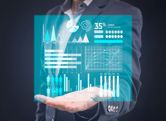 Poster - Businessman showing image of software for online business