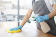 © Prostock-studio - Closeup of female hands in rubber gloves cleaning the table