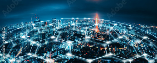 Fotomural Smart Network and Connection city of Tokyo