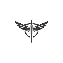 Sword Wings  Logo Icon Vector Illustration Design