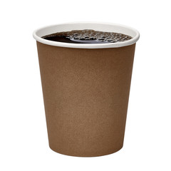 Blank disposable takeaway kraft coffee cup isolated on white background including clipping path
