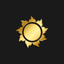 Sun Gold Icon. Vector Illustration Of Golden Style. Summer Time On Dark Background