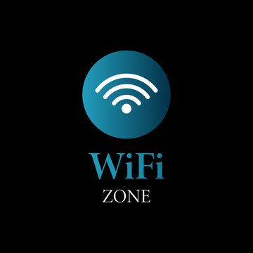 Wifi zone Concept. Gradient colorful wireless and wifi icon. Wifi zone background. WiFi sticker. Free wifi. Vector Illustration on black background eps10