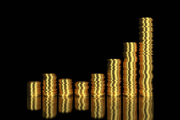 Wall Mural - Golden coins stack. 3D rendering.