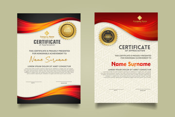 Wall Mural - set modern certificate template with flow lines ornament and modern pattern background.
