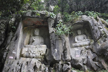 Poster - Sculptures bouddhistes du temple de Lingyin à Hangzhou, Chine