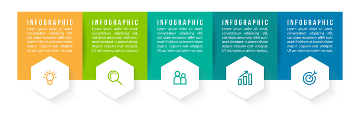 Minimal infographic template design with numbers 5 options or steps.