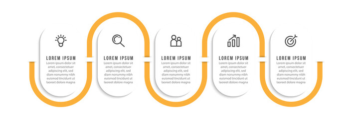 Minimal infographic template design with numbers 5 options or steps.