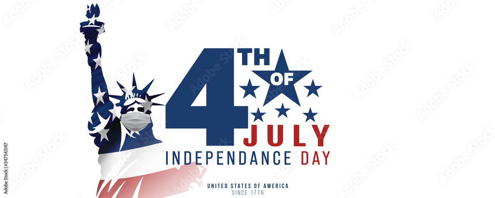 4th of July, USA celebration of Independence day -  Banner illustration - obrazy, fototapety, plakaty 