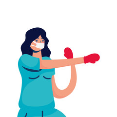 Sticker - professional female doctor boxing with gloves