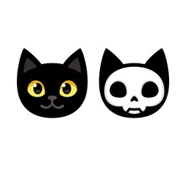 Wall Mural - Cartoon cat head skull