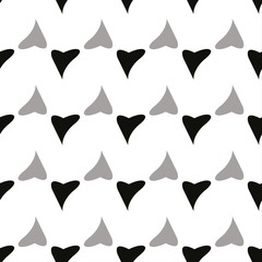 Poster - Black and white hearts repeat pattern print background design.