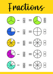 fractions addition, printable worksheets for kids , math worksheet for kids, fraction addition probl
