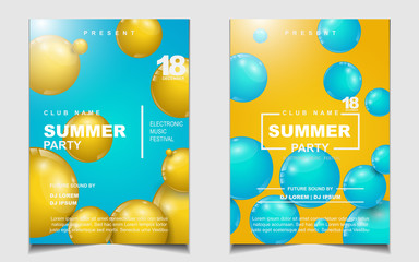 Modern a4 cover design background template with colorful 3d sphere ball illustration. Dynamic vector can use for club invitation, poster theme dance, party fun, music event, festival, ads business