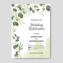 Beautiful Floral Frame Wedding Invitation Card Template Premium Vector