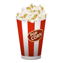 Poster - Popcorn cup icon. Cartoon of popcorn cup vector icon for web design isolated on white background