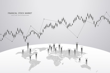 Stock market graph or forex trading chart for business and financial concepts, reports and investment on grey background . Vector illustration