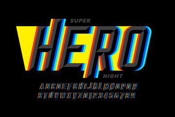 Poster - superhero style comics font design, alphabet letters and numbers