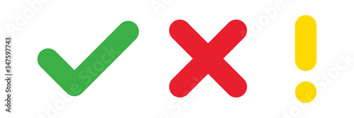 Fotomural Check mark cross exclamation sign