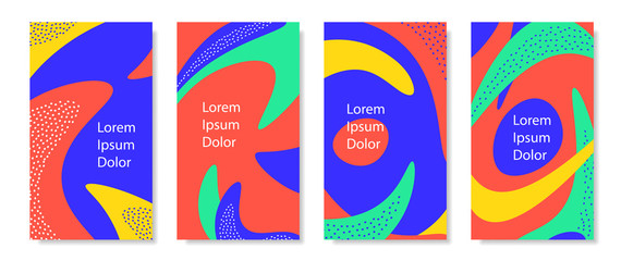Poster - Set of vertical background with dynamic liquid shapes.