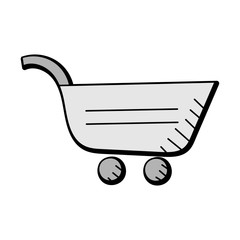 Poster - shopping cart hand drawn vector design. business icon