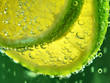 lime in lemonade. beautiful macro photography of citrus fruits.