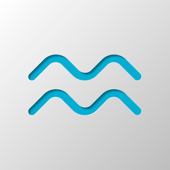 Poster - Astrological sign. Aquarius simple icon. Paper design. Cutted sy