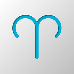 Poster - Astrological sign. Aries simple icon. Paper design. Cutted symbo