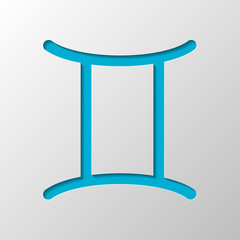 Poster - Astrological sign. Gemini simple icon. Paper design. Cutted symb