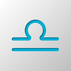 Poster - Astrological sign. Libra simple icon. Paper design. Cutted symbo