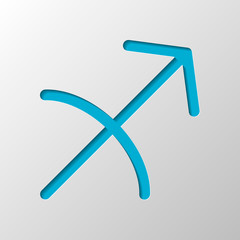 Poster - Astrological sign. Sagittarius simple icon. Paper design. Cutted