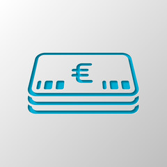 Poster - Pack of euro money or vouchers. Business icon. Paper design. Cut