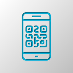 Poster - QR code. Scanning with cell phone. Technology outline icon. Pape