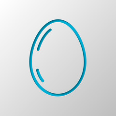 Poster - Simple egg with reflection, sign of easter, outline linear icon. Paper design. Cutted symbol with shadow