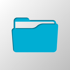 Poster - Folder of documents, portfolio with files, business icon. Paper design. Cutted symbol with shadow