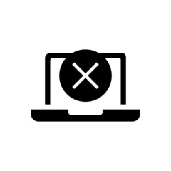 Wall Mural - Laptop icon with cancel sign in black flat on white background, Notebook icon and close, delete, remove symbol 